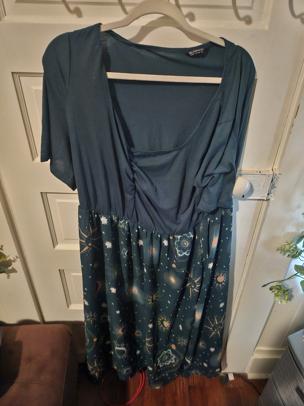 bloom Teal Star Print Midi Dress